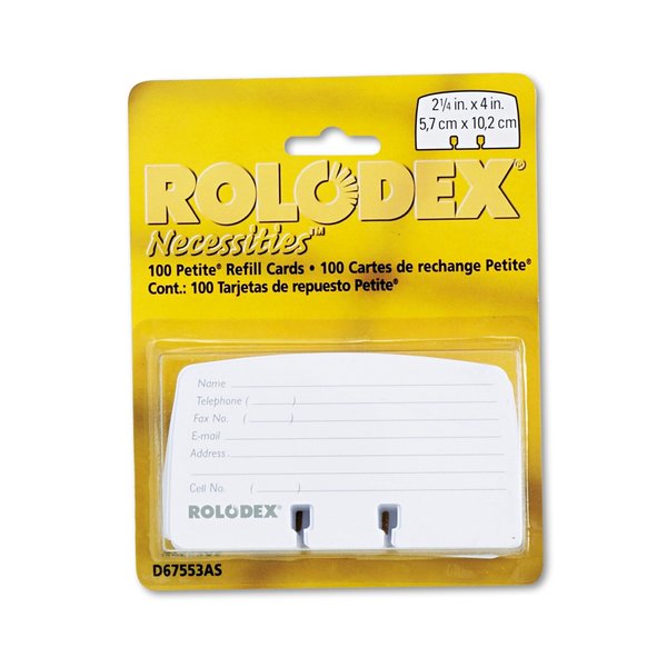 Rolodex Petite Refill Cards, Pk100 67553